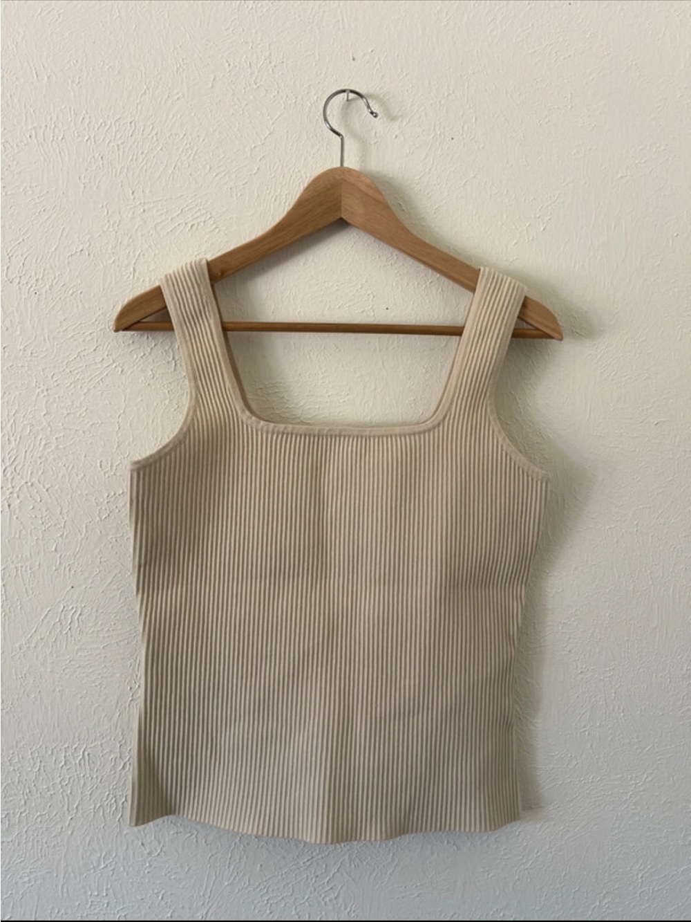 Rachel Zoe Ribbed Square-Neck Tank Top in Cream